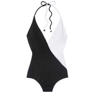 victoria's secret black and white color block one piece swimsuit